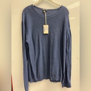 Eidos Napoli Dark Blue Striped Crew Neck Sweater